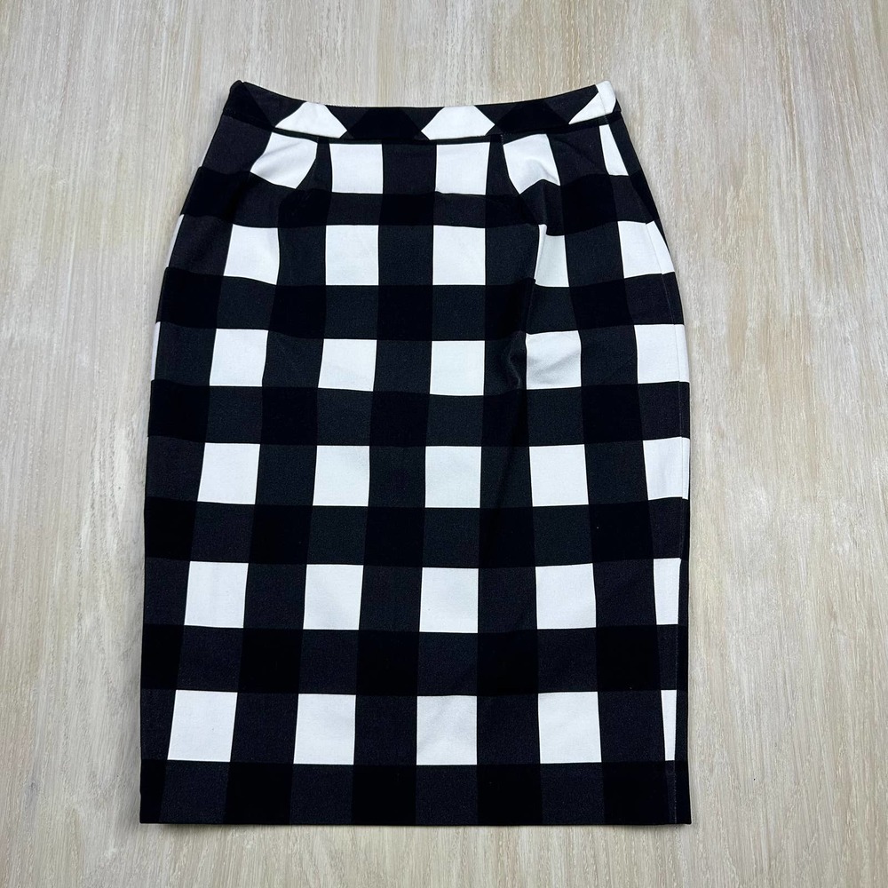 Banana Republic Black & White Plaid Gingham Pencil Office Workwear Skirt 4 - Picture 6 of 14